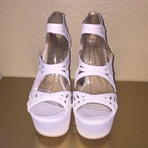 White platform wedge sandals